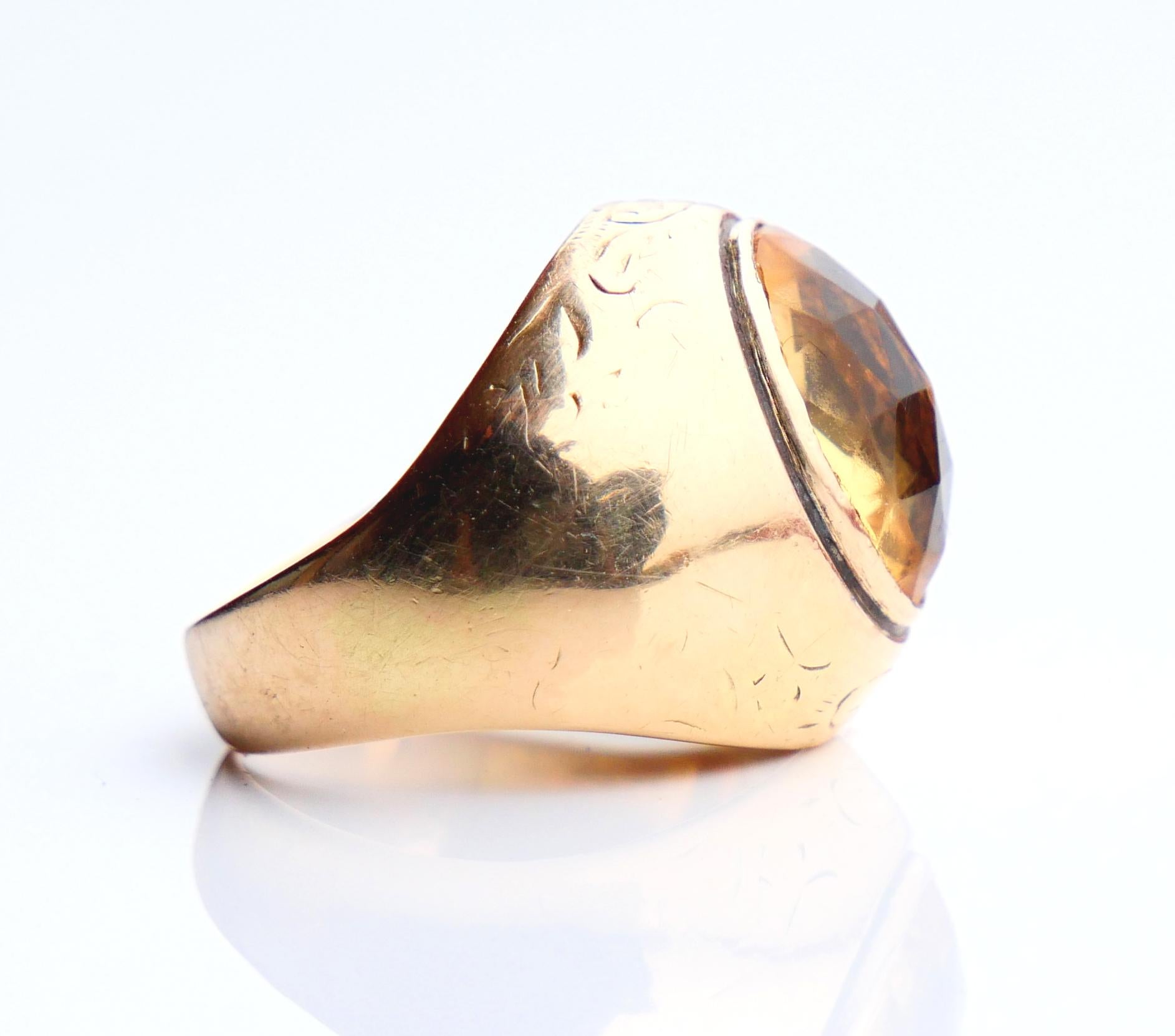 Old Danish Ring Citrine solid 14K Gold Ø 4.75 US/ 6.2 gr For Sale 5