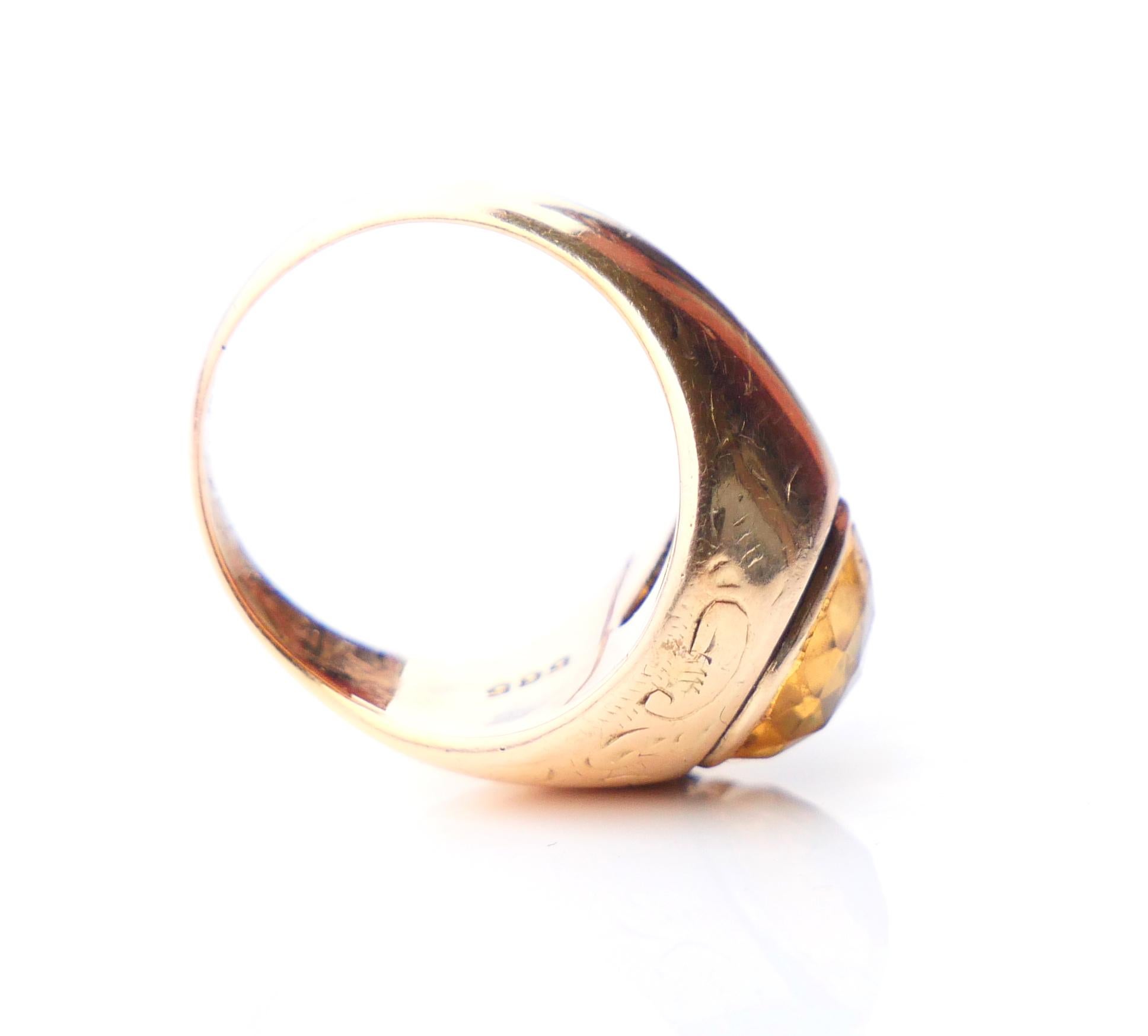 Old Danish Ring Citrine solid 14K Gold Ø 4.75 US/ 6.2 gr For Sale 6