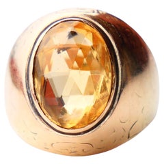 Antique Old Danish Ring Citrine solid 14K Gold Ø 4.75 US/ 6.2 gr