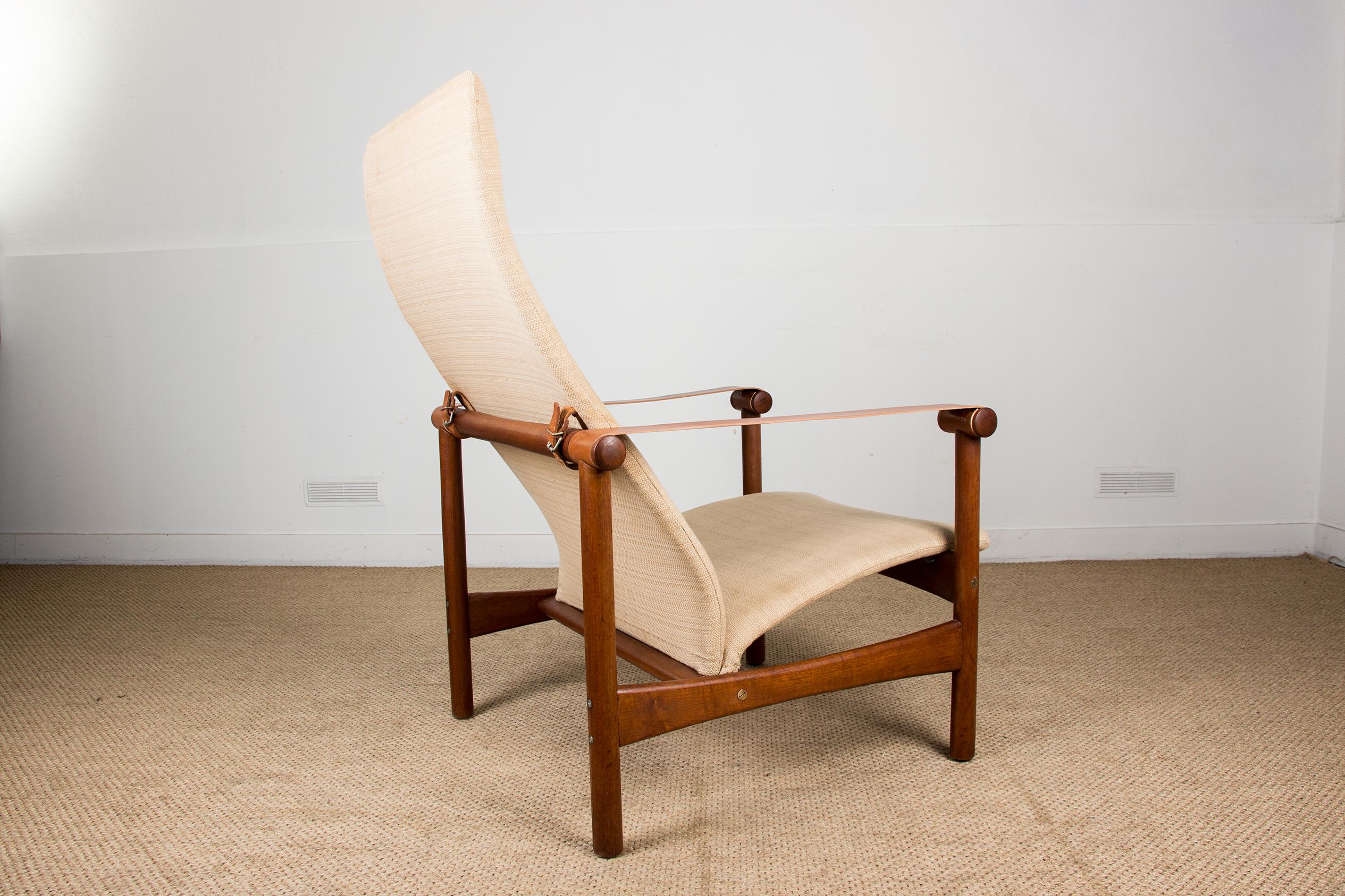 Old Danish Teak Lounge Chair, Jules Leleu Private Collection, 1950s 6