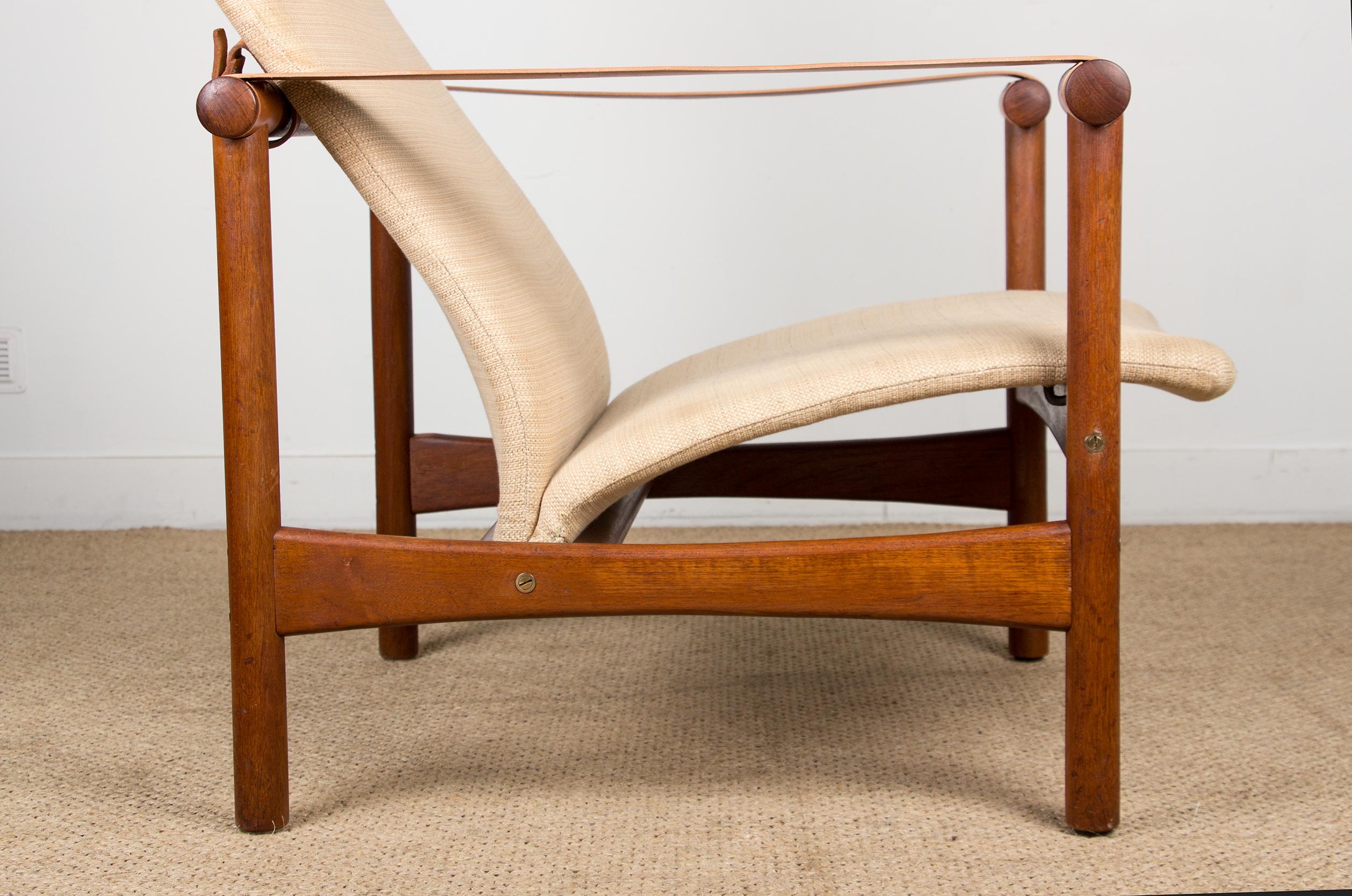 Old Danish Teak Lounge Chair, Jules Leleu Private Collection, 1950s 3