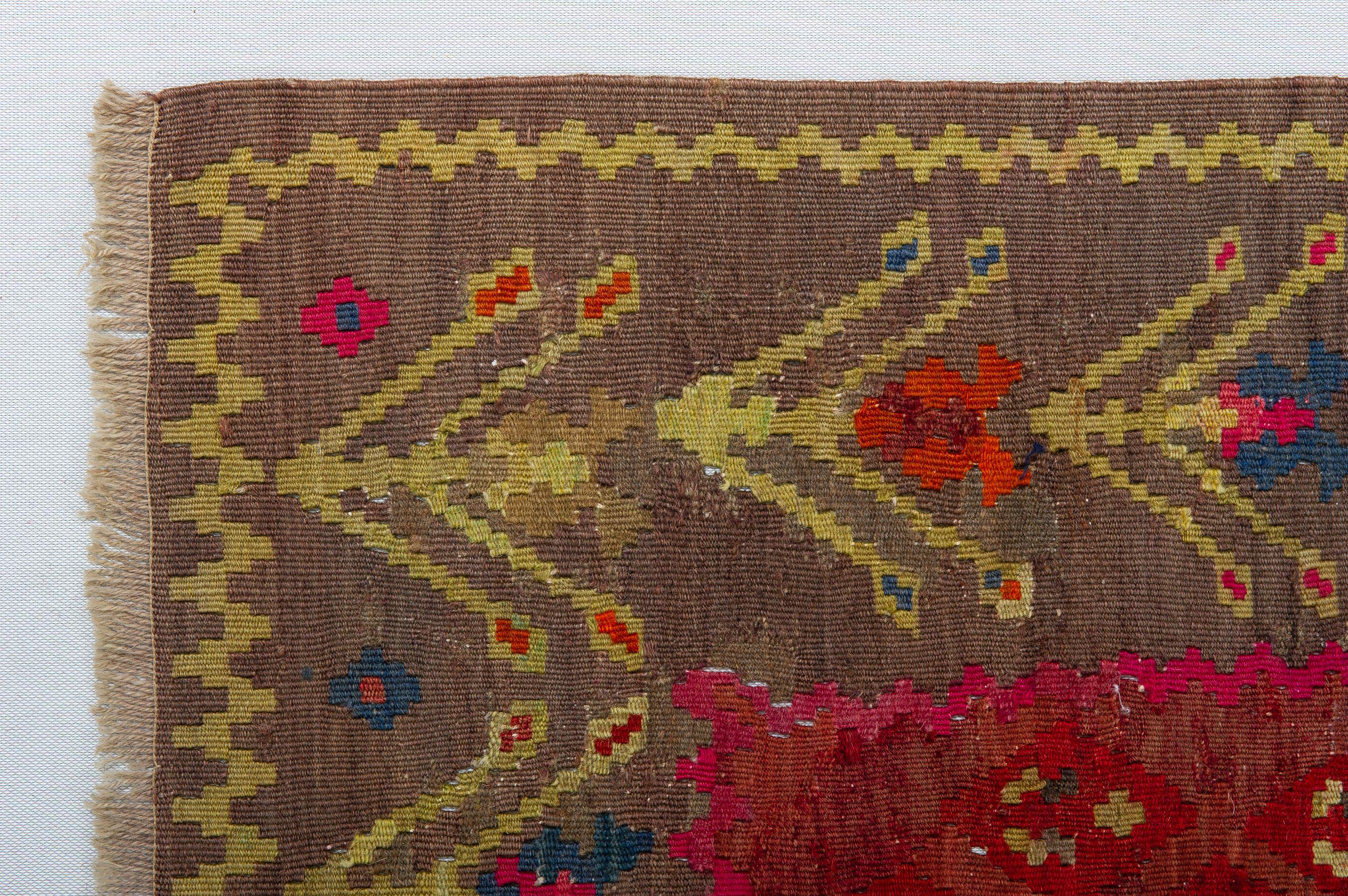 Old Dated Caucasian Kilim Karabagh with Shades For Sale 4
