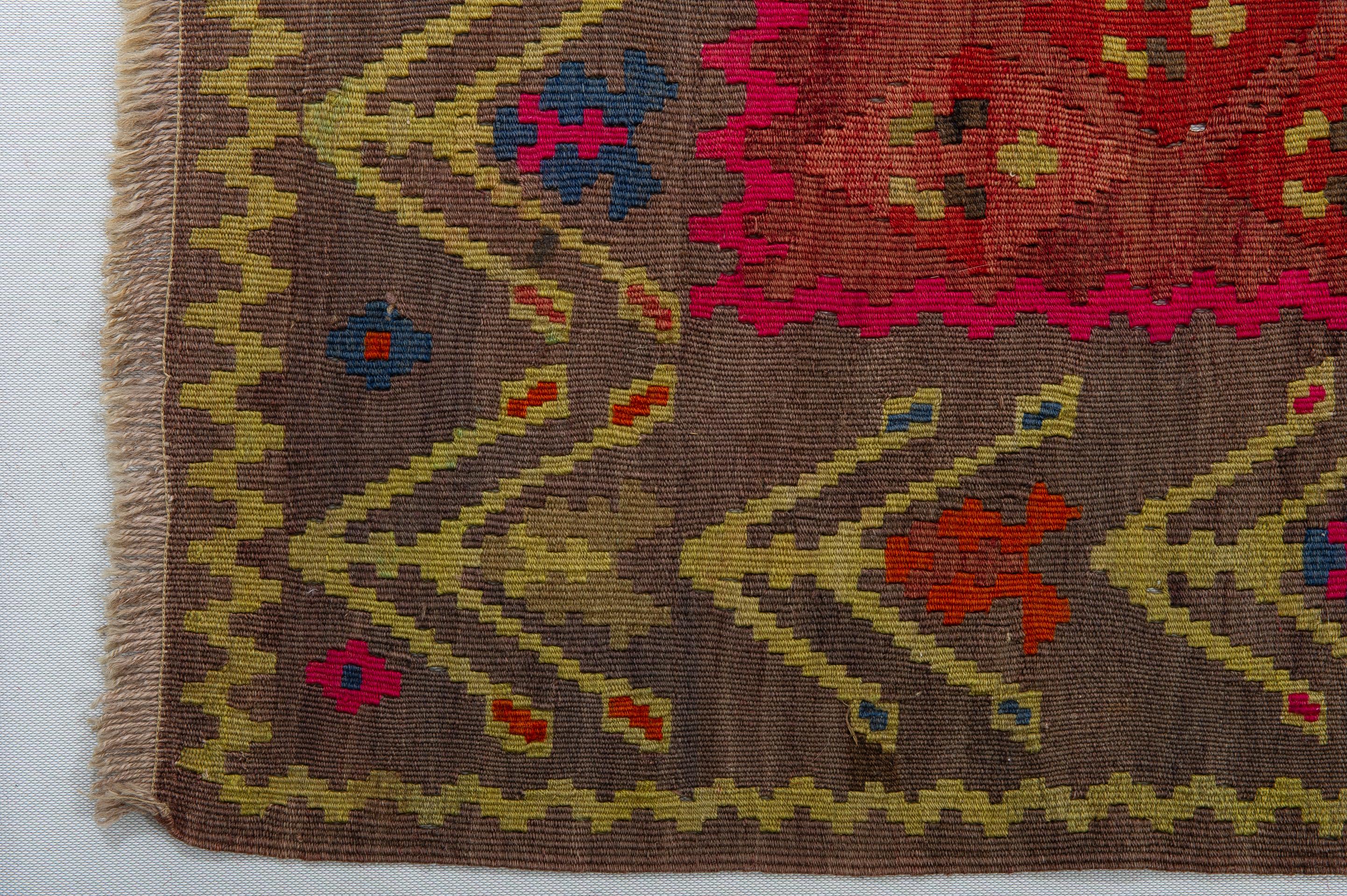 Old Dated Caucasian Kilim Karabagh with Shades For Sale 5