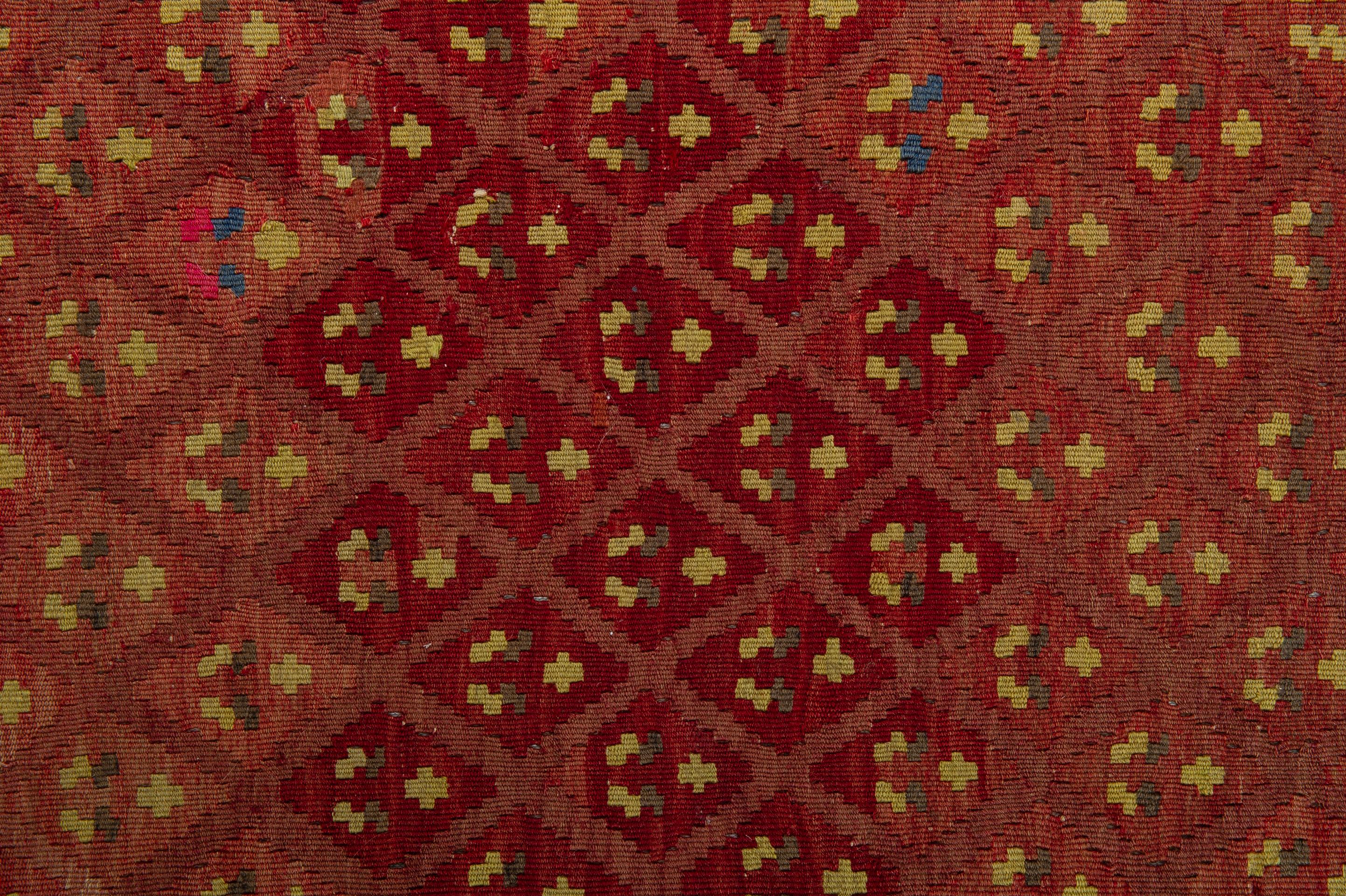 Wool Old Dated Caucasian Kilim Karabagh with Shades For Sale