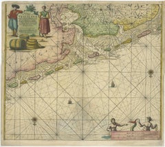 Old Decorative & Highly Detailed Sea Chart of the North Dutch-German Coast, 1681