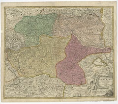 Old Decorative Map of Austria, Centered on the Danube River and Vienna, Ca.1720