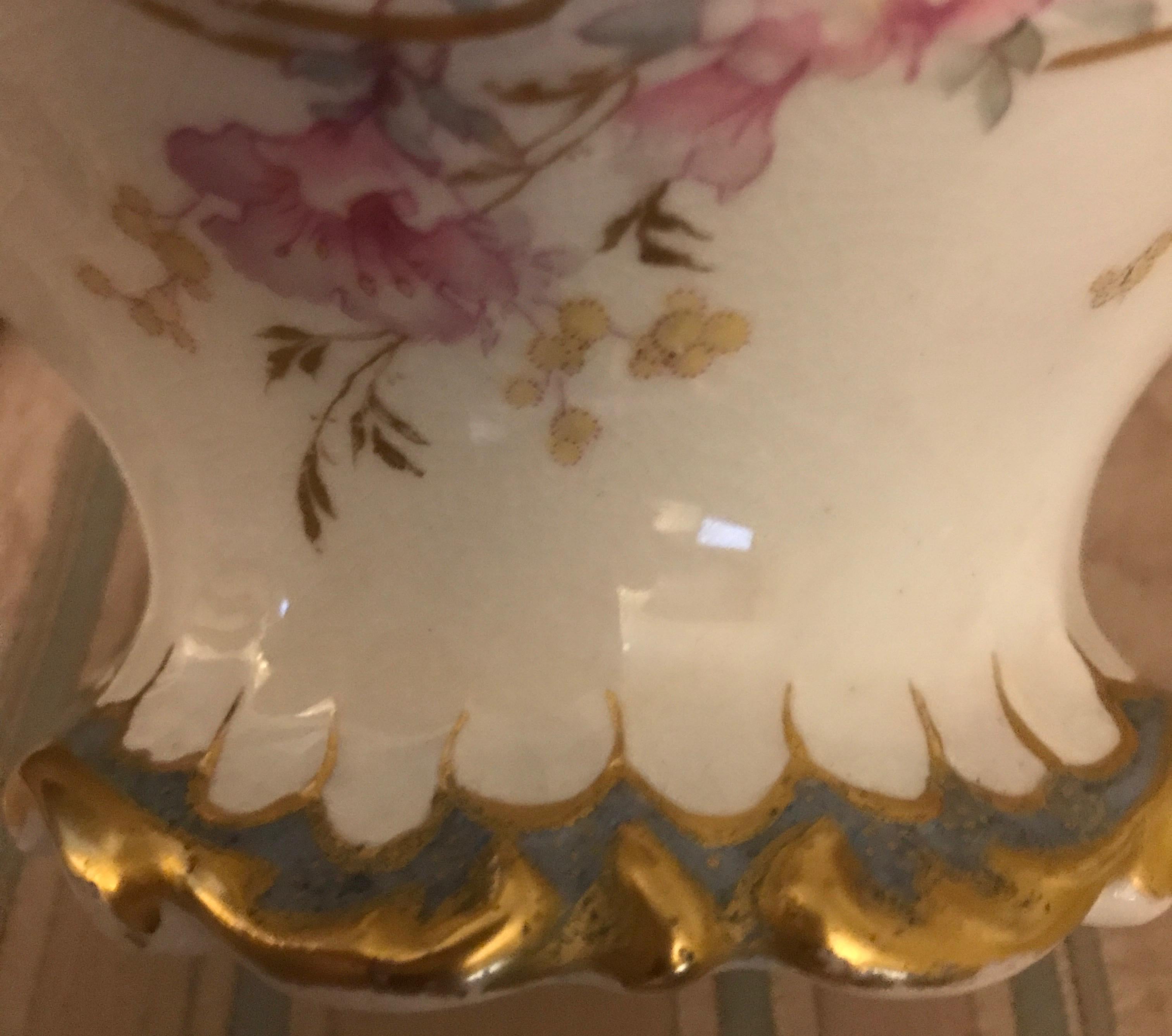 Old Derby China Gilt and Floral Vase 3