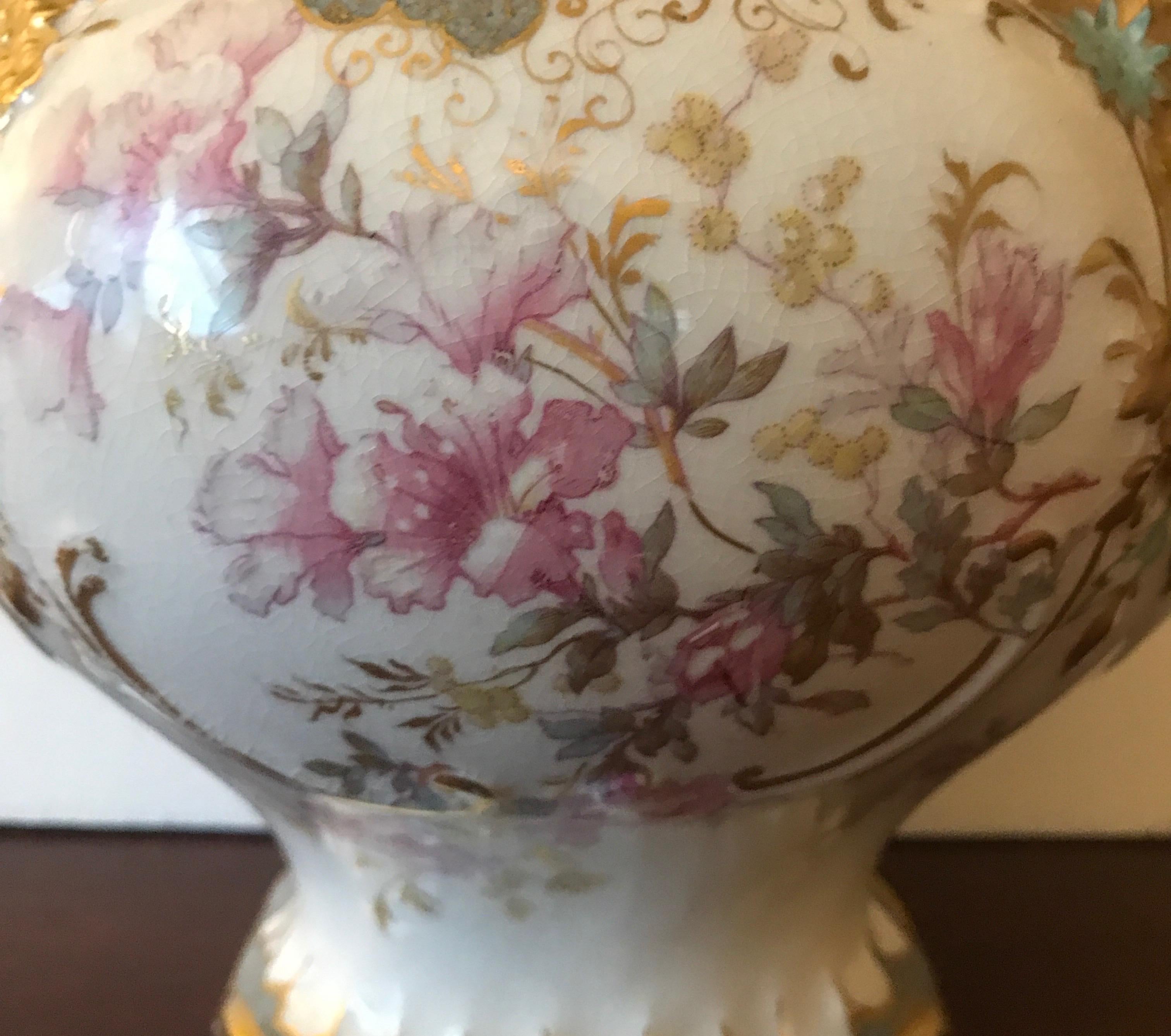 Victorian Old Derby China Gilt and Floral Vase