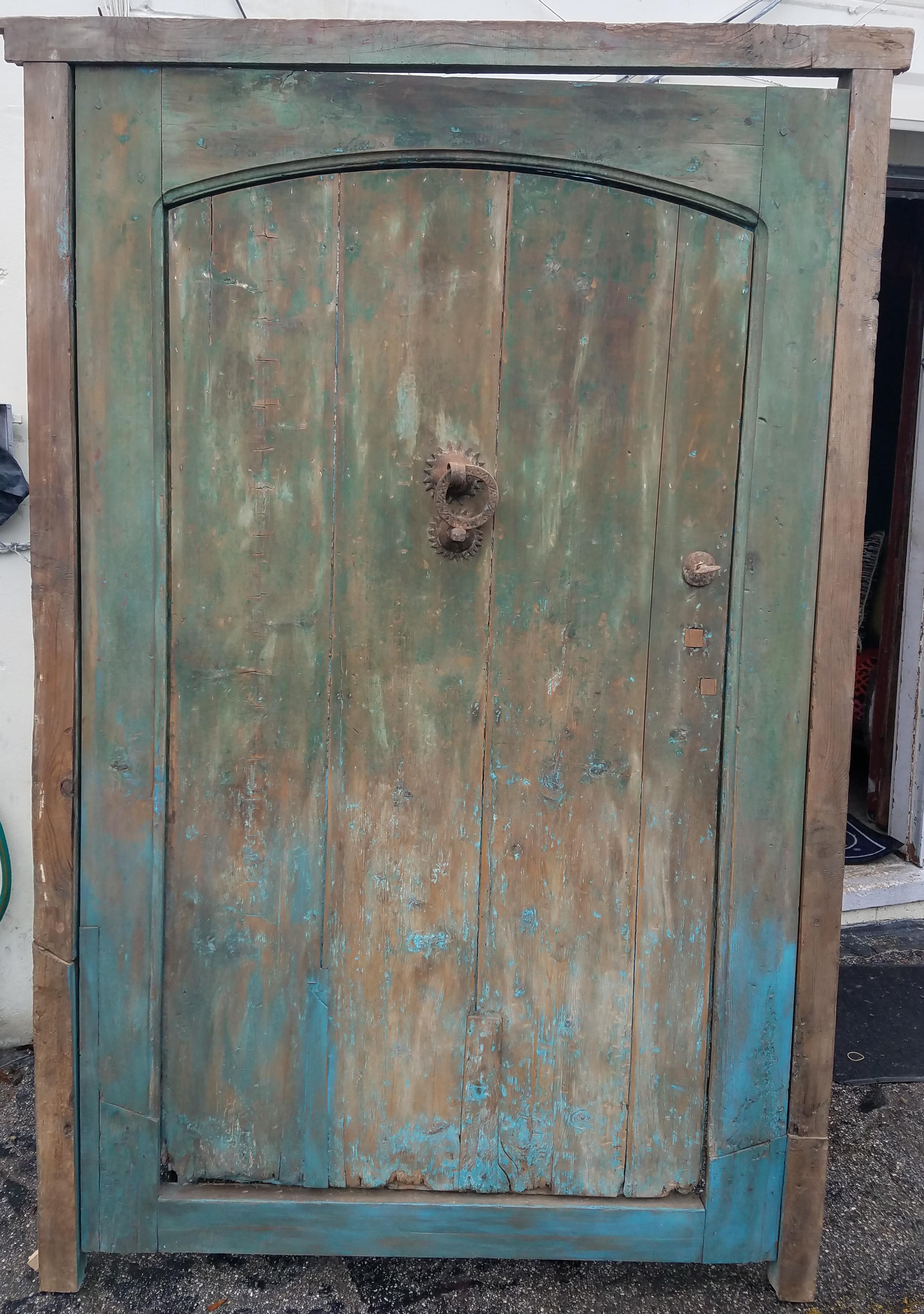 Wood Old Dia Turquoise Moroccan Door, Old Knocker For Sale