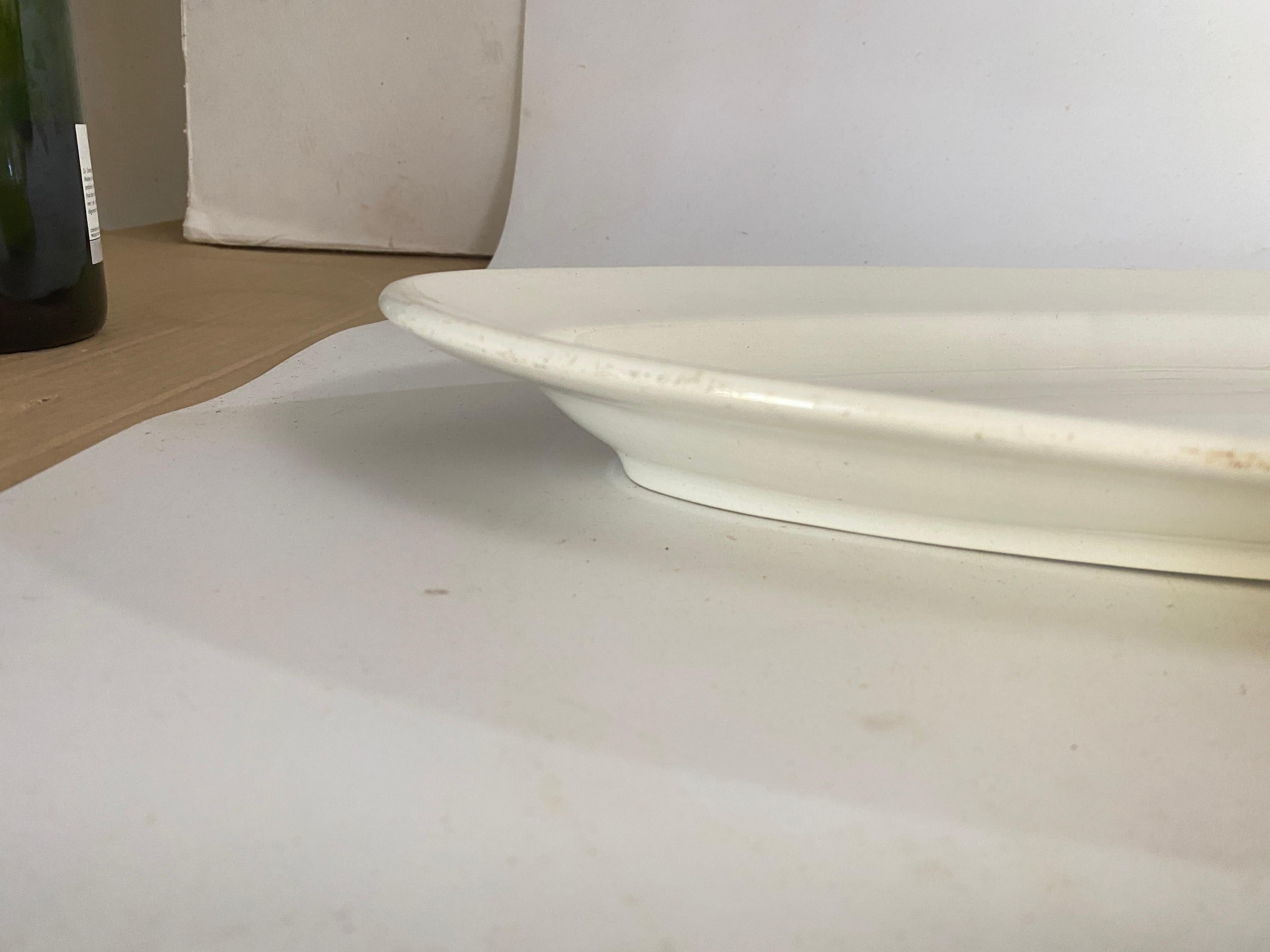  Old Dish Large from the DIGOIN-SARREGUEMINES factory, White Enameled Faience For Sale 4
