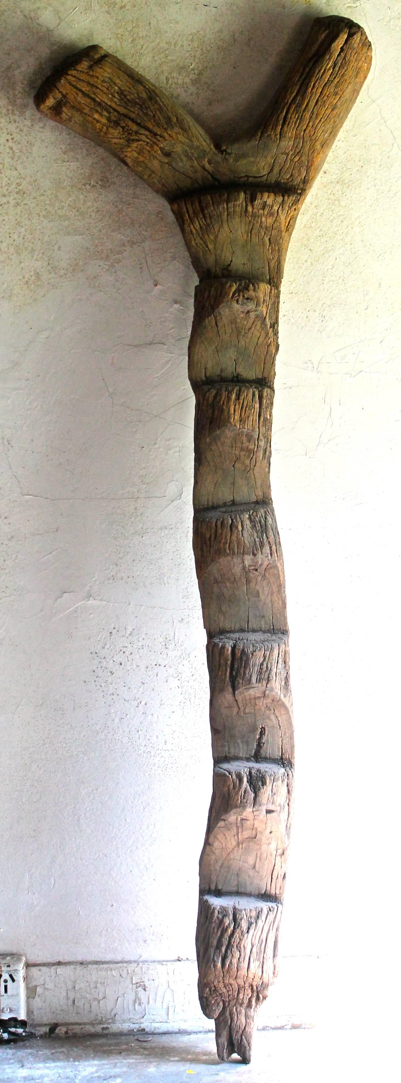 Carved Old Dogon Ladder African Sculpture
