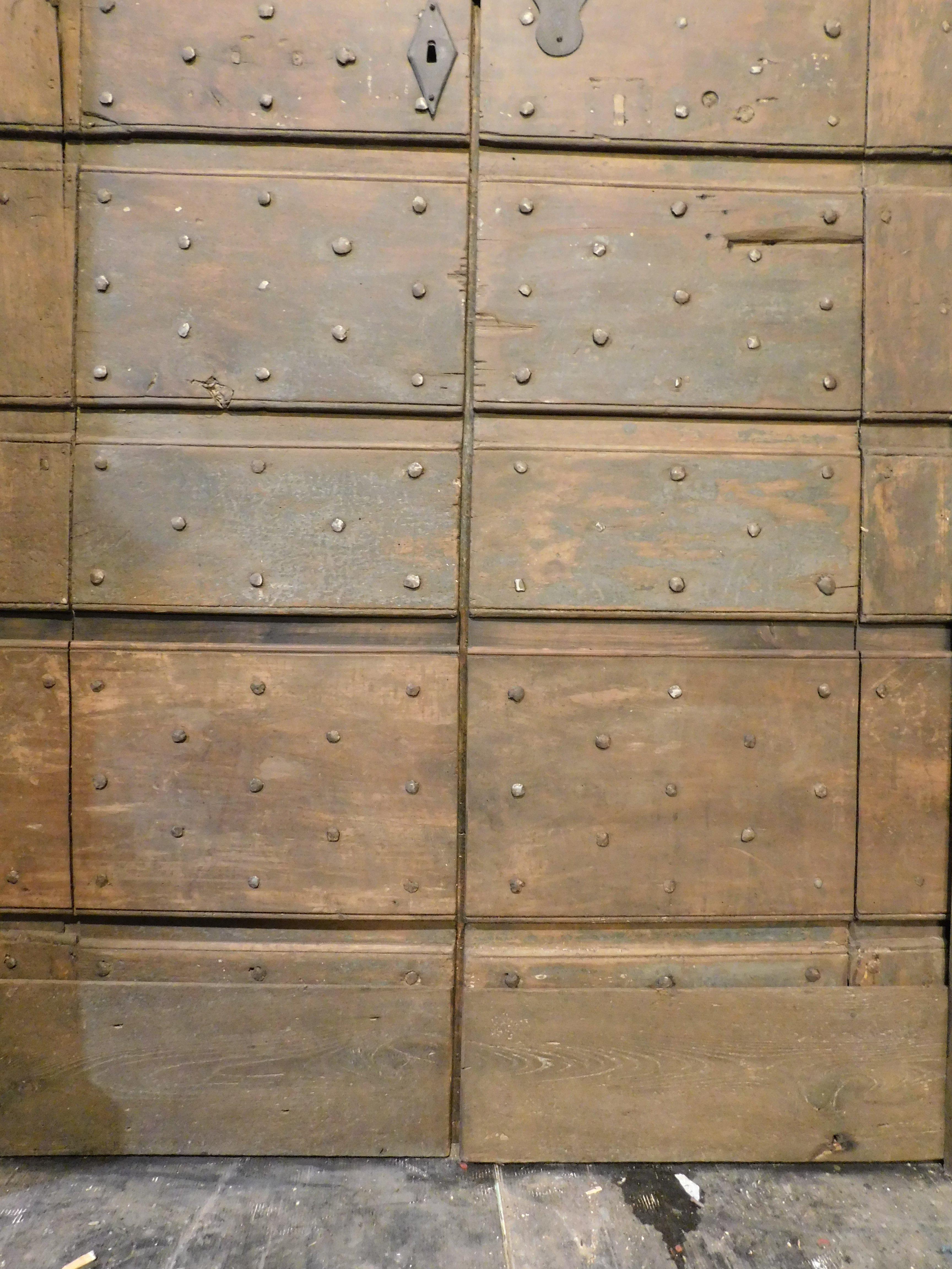 Vieille porte en peuplier avec clous, rustique et habillée, Italie en vente 1