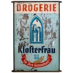 Antique Old Drugstore Advertisement for "Klosterfrau", 1920s, Glass Pharmacie Sign