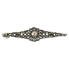 OLD DUTCH Brooch with rose cut diamonds up to 0.50ct 14k yellow gold and silver