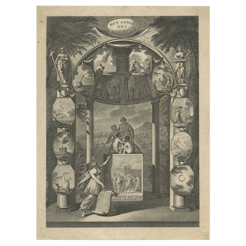 Old Dutch Religion Frontispiece Depicting Christus Teaching How to Pray, c.1880
