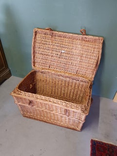 Old Dutch Wicker Basket Made by N.R.M. Den Uijl Hilversum, from 1950s-1960s