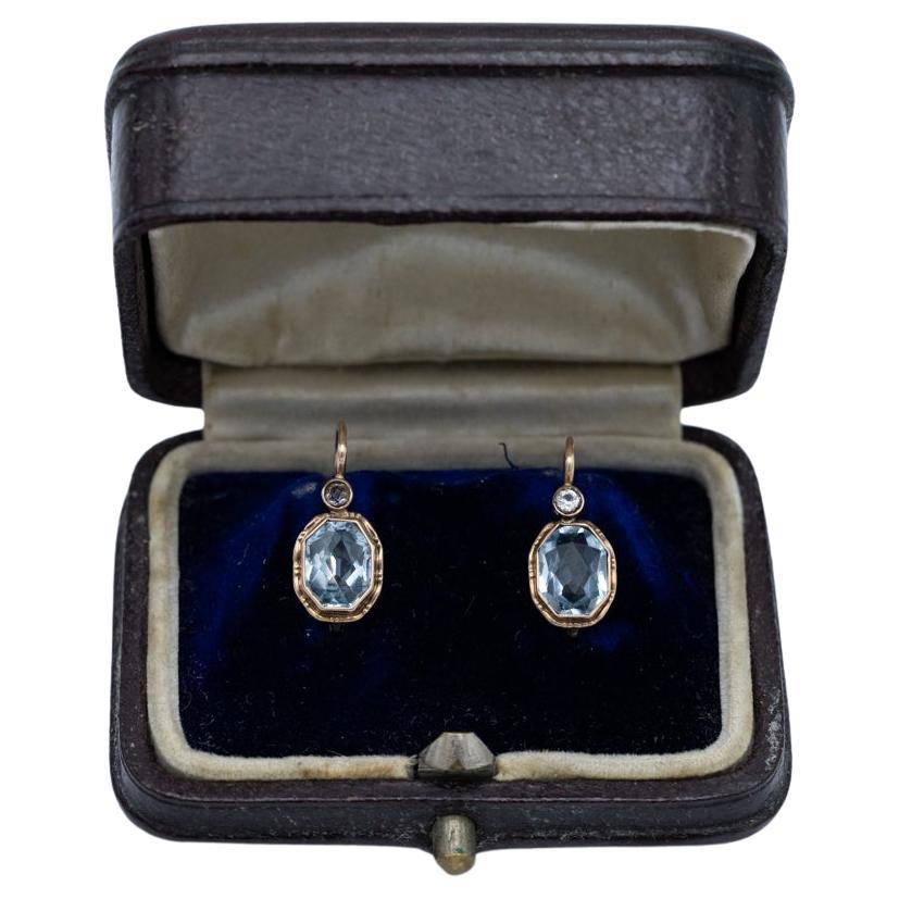 Old earrings with diamonds and synthetic spinels, Austria-Hungary, circa 1920 For Sale