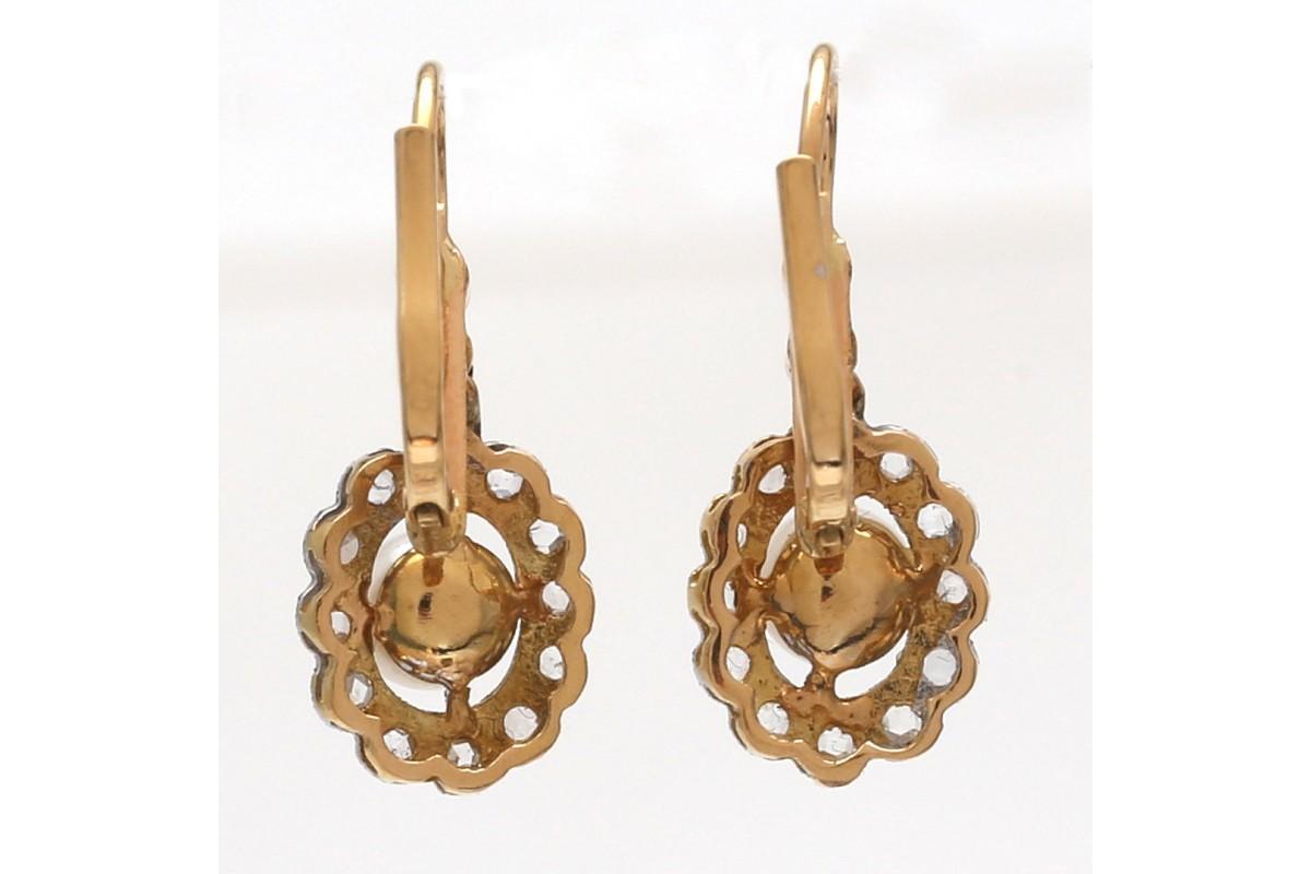 Rococo Old earrings with rose-cut diamonds and pearls, Western Europe, circa 1900. For Sale