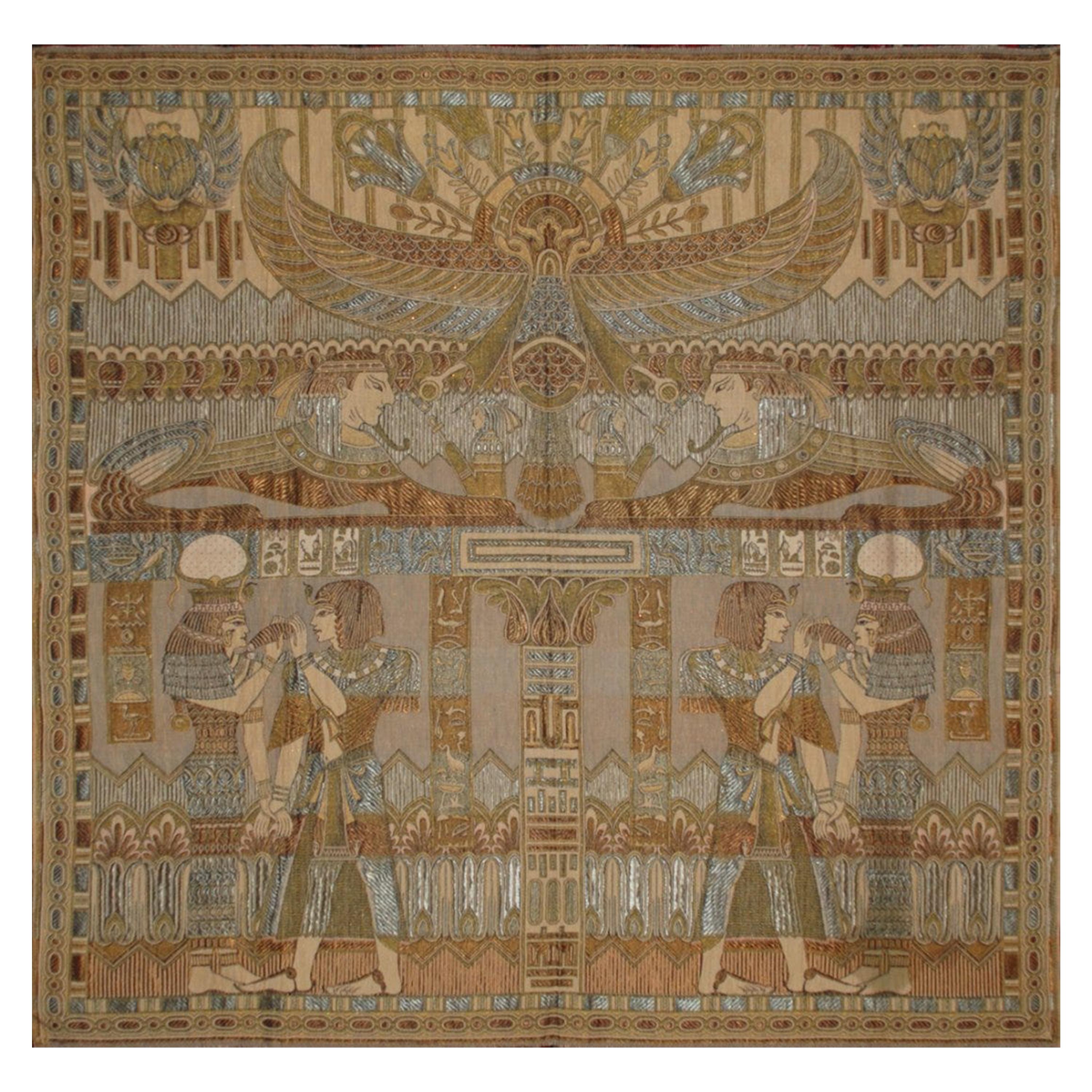 Old Egyptian Silk Panel Tapestry, Circa 1890