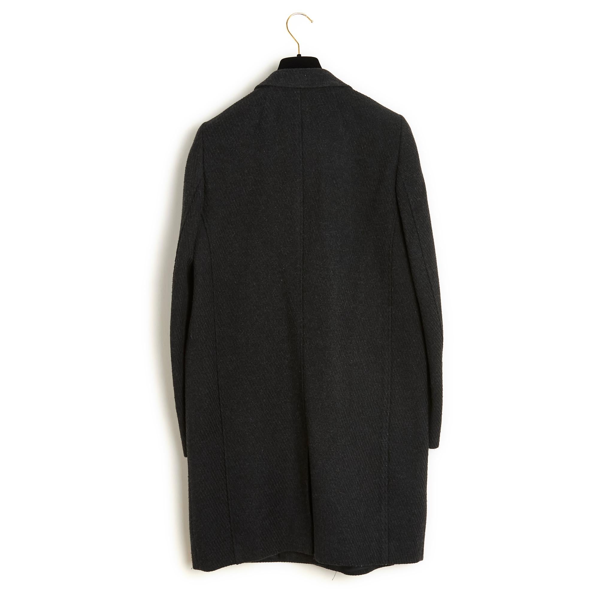 Women's or Men's Old England Manteau droit FR36 Anthracite Chevrons Straight Coat UK8 US6 For Sale
