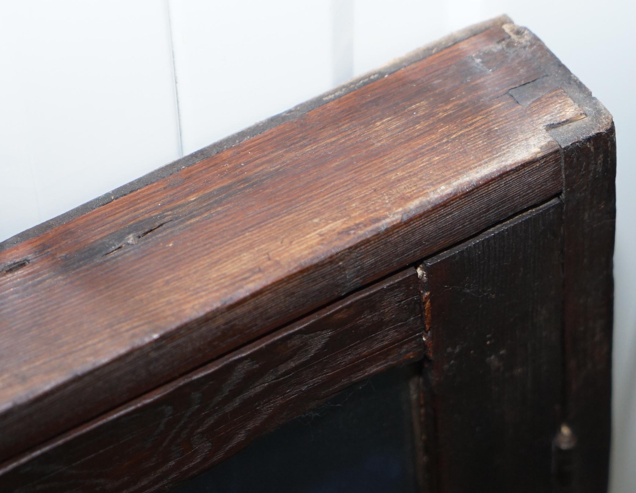 Old English Blue Velvet Lined Oak Display Collectors Cabinet with Original Key 1