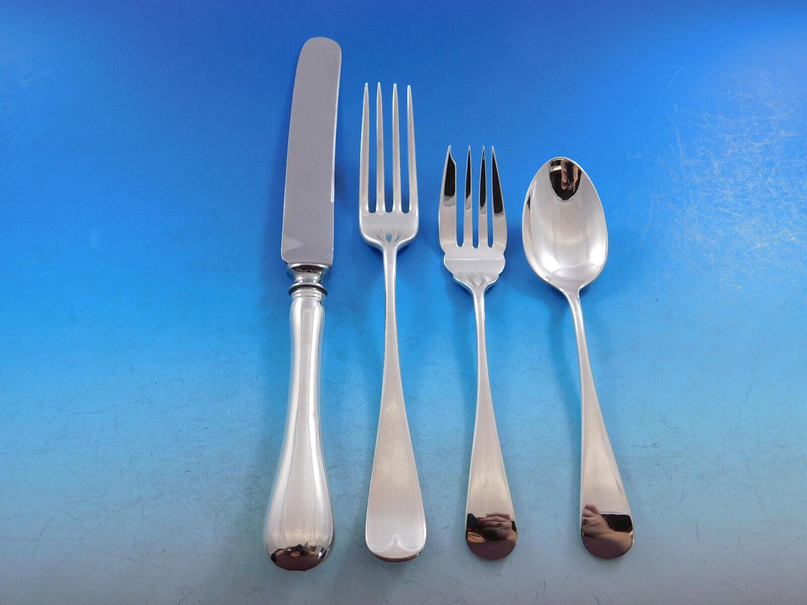 Gorgeous Old English by Birks (Canada) sterling silver Flatware set - 98 Pieces. This timeless unadorned pattern was introduced in the year 1914. This set includes:

8 Dinner Size Knives, 9 3/4