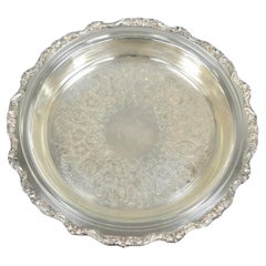 Old English by Poole 5017 Round 12" Silver Plated Platter Dish w/ Glass Insert