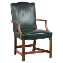 Old English cowhide and wooden Gainsborough side/desk chair