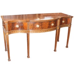 Old English Crotch or Flame Mahogany Serpentine Hepp, Sideboard/Huntboard