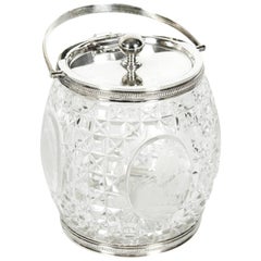 Old English Cut Crystal / Silver Plate Ice Bucket
