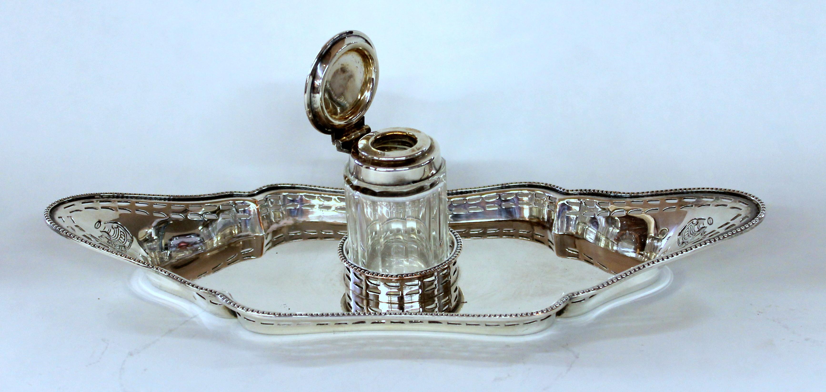Stile Adam Vecchio calamaio inglese Ellis Silver Plate in stile georgiano, con influenza 