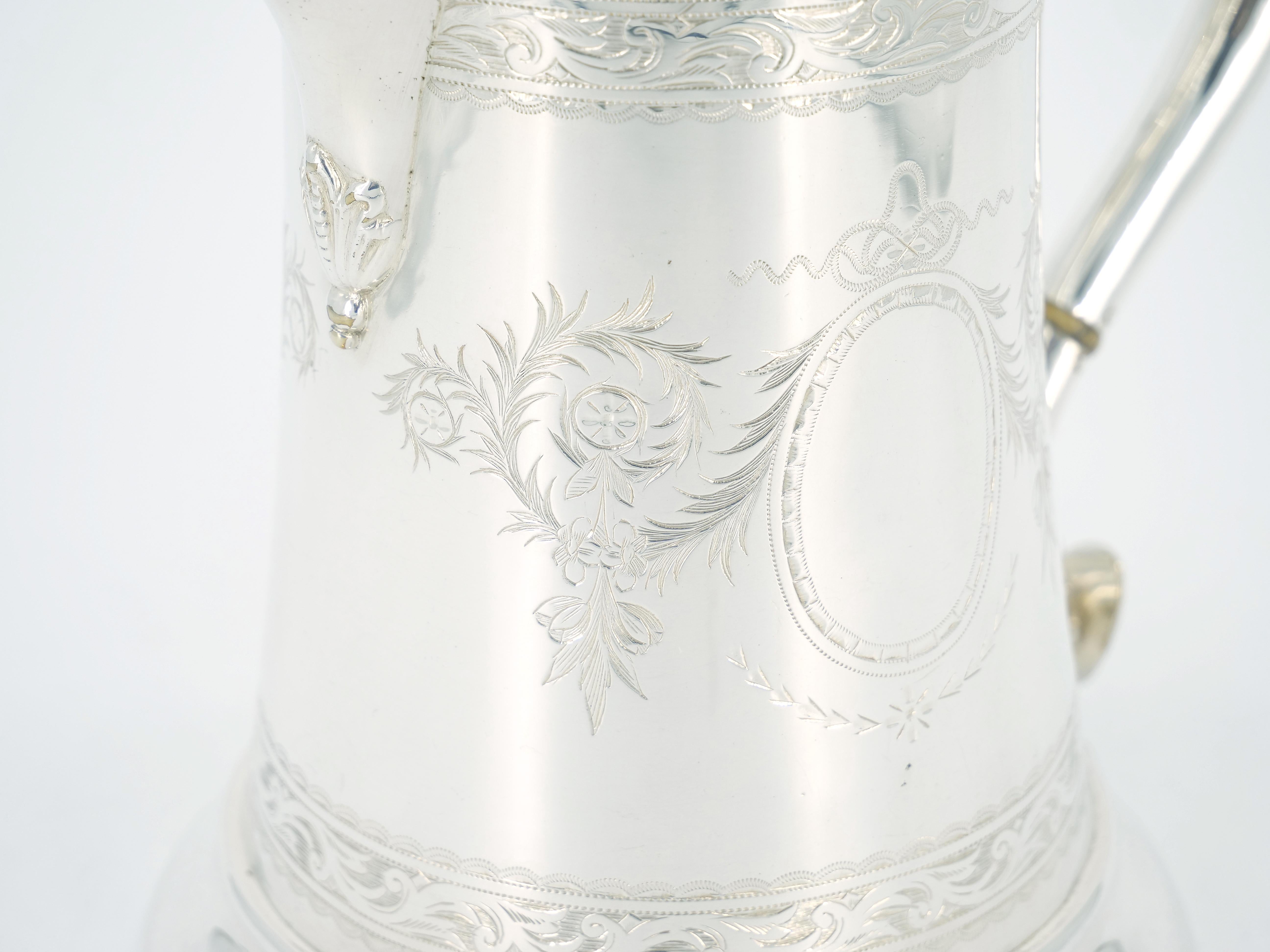 Old English Engraved Exterior Silver Plate Walker & Hall Tankard For Sale 5