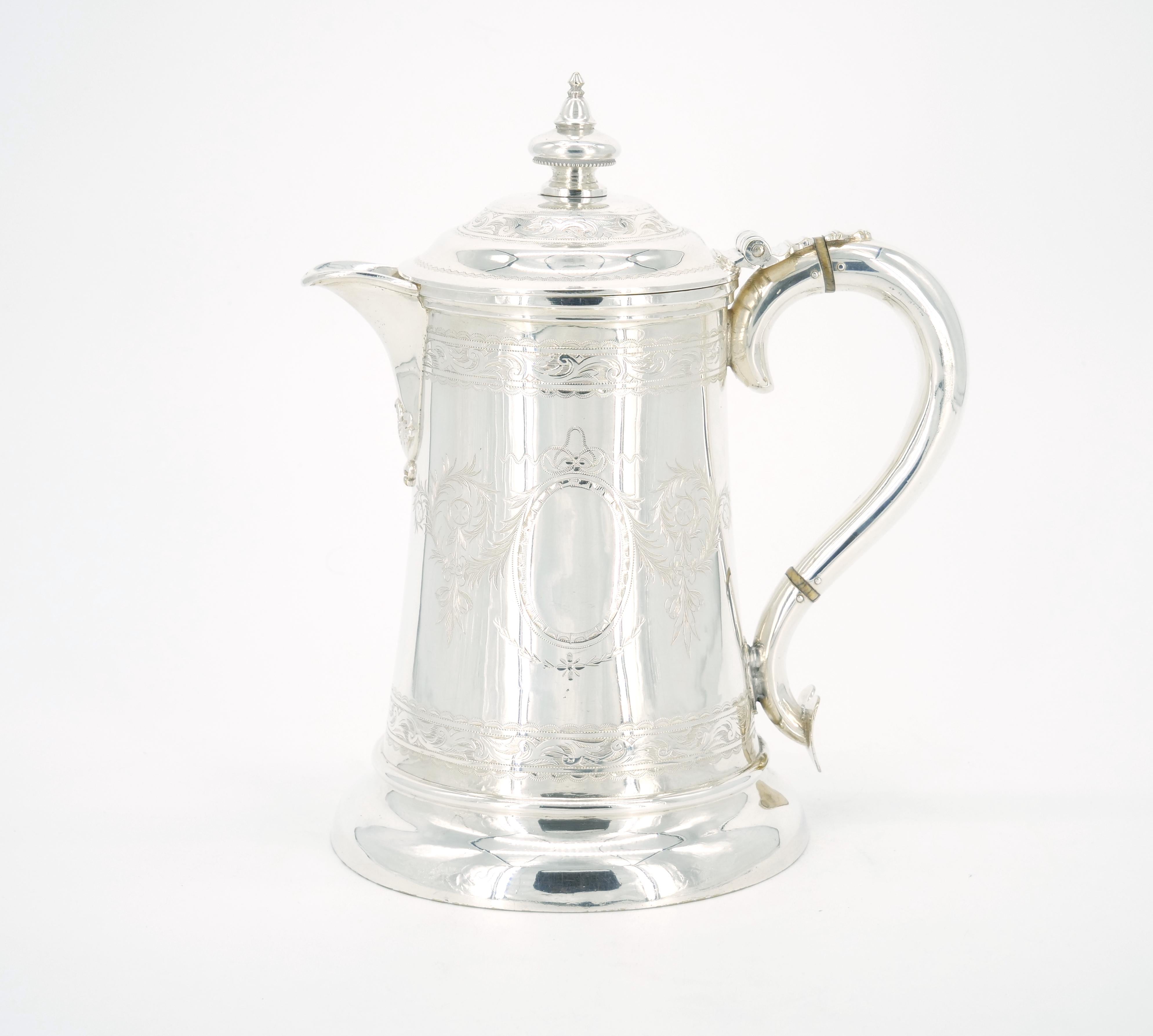 Old English Engraved Exterior Silver Plate Walker & Hall Tankard For Sale 7