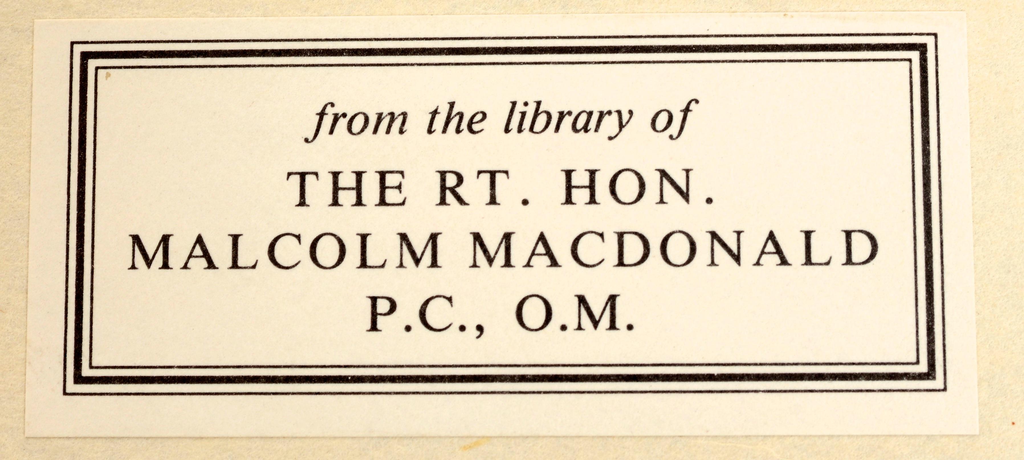 Old English Furniture its true value and function, by H. Avray Tipping With an Important Bookplate of The Right Honorable Malcolm John MacDonald PC OM, (1901 – 1981) who was a British politician and diplomat. He was born to future Prime Minister