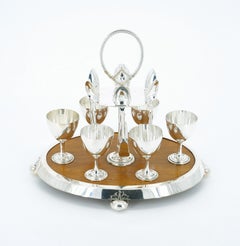 Old English Georgian Style Silver Plate Egg Cruet Service For Six Persons