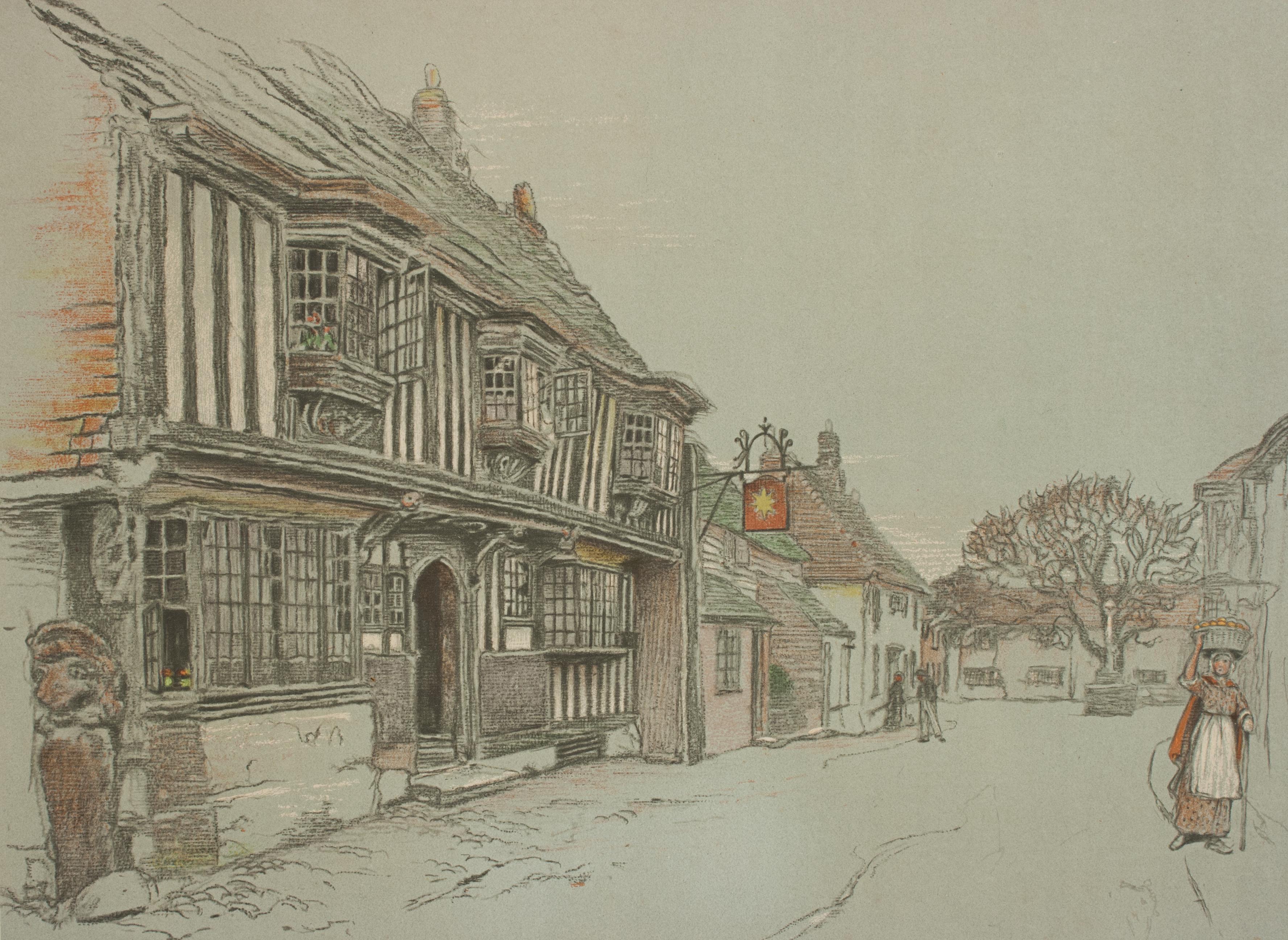 Old English Inns par Cecil Aldin, le Star Inn, signé au crayon Bon état - En vente à Oxfordshire, GB