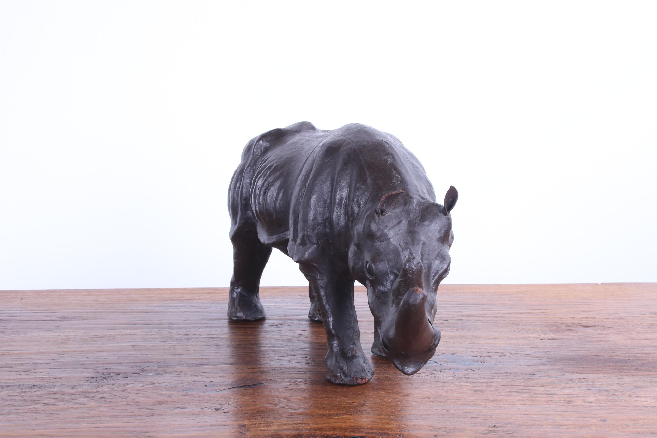 Mid-Century Modern Old English Leather Rhino Made in the 1950s For Sale