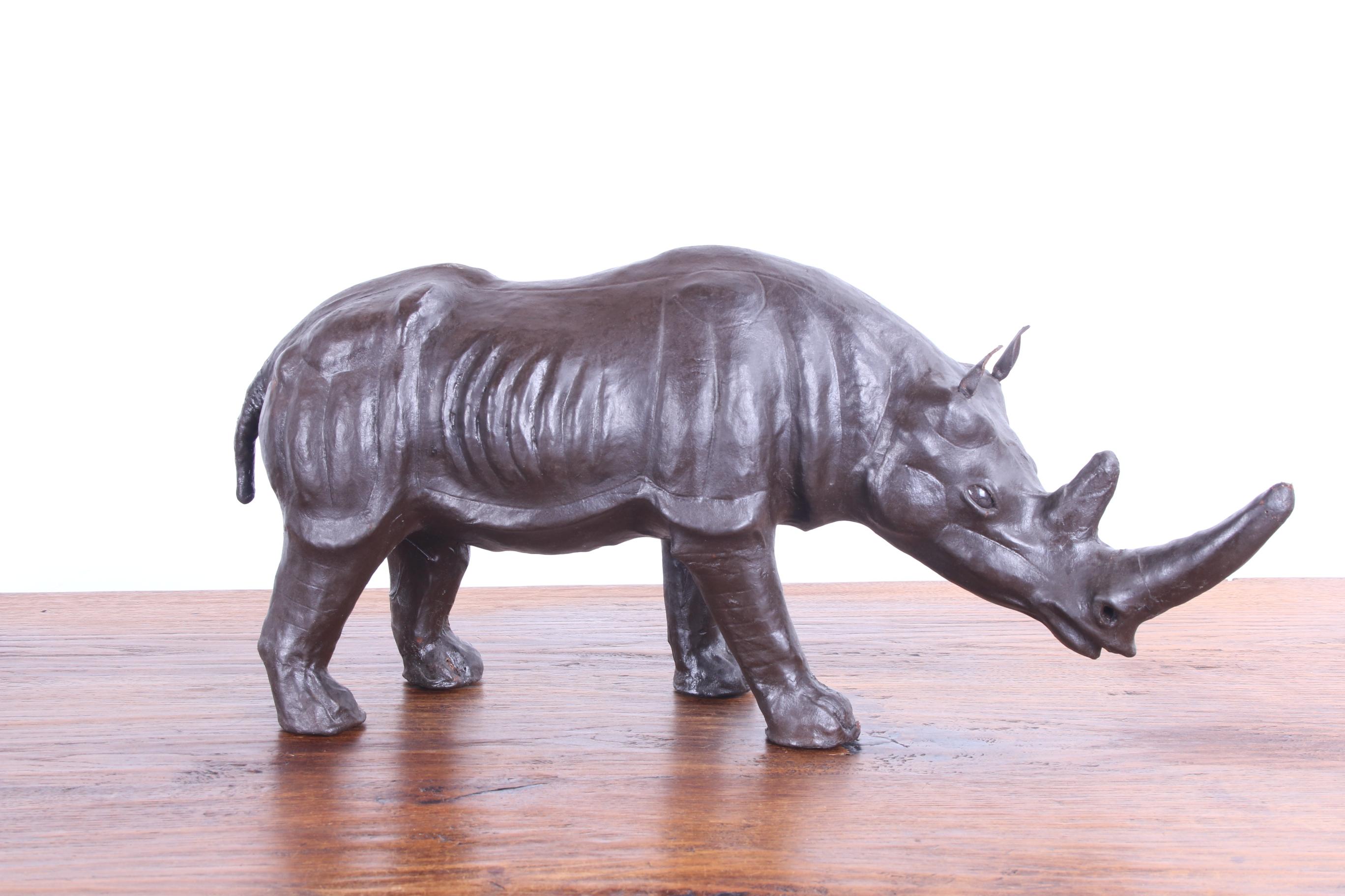 Mid-20th Century Old English Leather Rhino Made in the 1950s For Sale