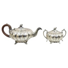 Antique Old English Melon Community Plate Silver Plated Coffee Tea Set - 2 Pc Set