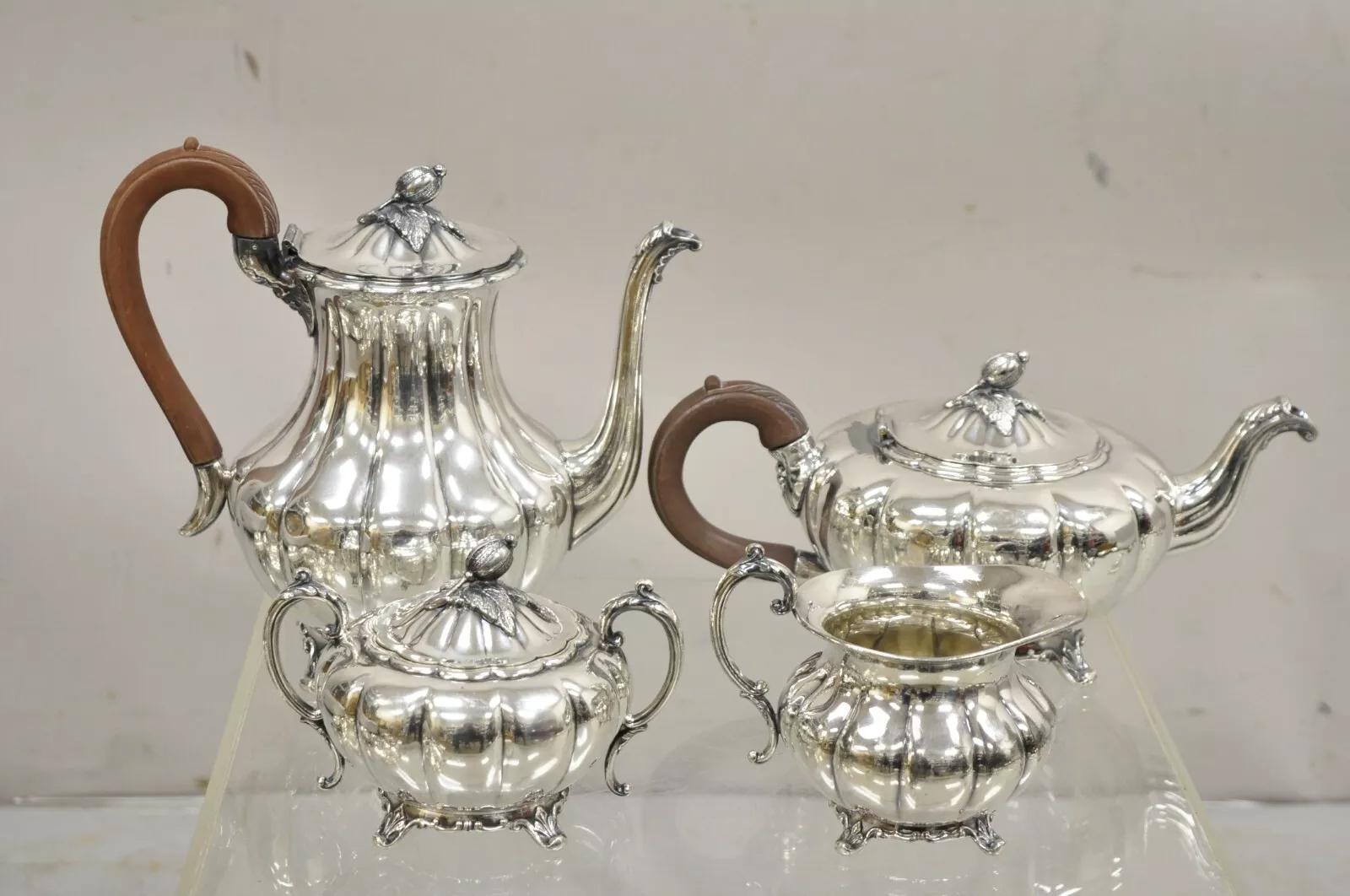 Set da tè e caffè Old English Melon Community Plate placcato in argento - Set da 4 pezzi in vendita 4