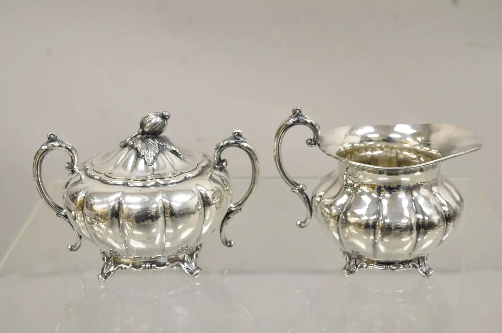 Vittoriano Set da tè e caffè Old English Melon Community Plate placcato in argento - Set da 4 pezzi in vendita