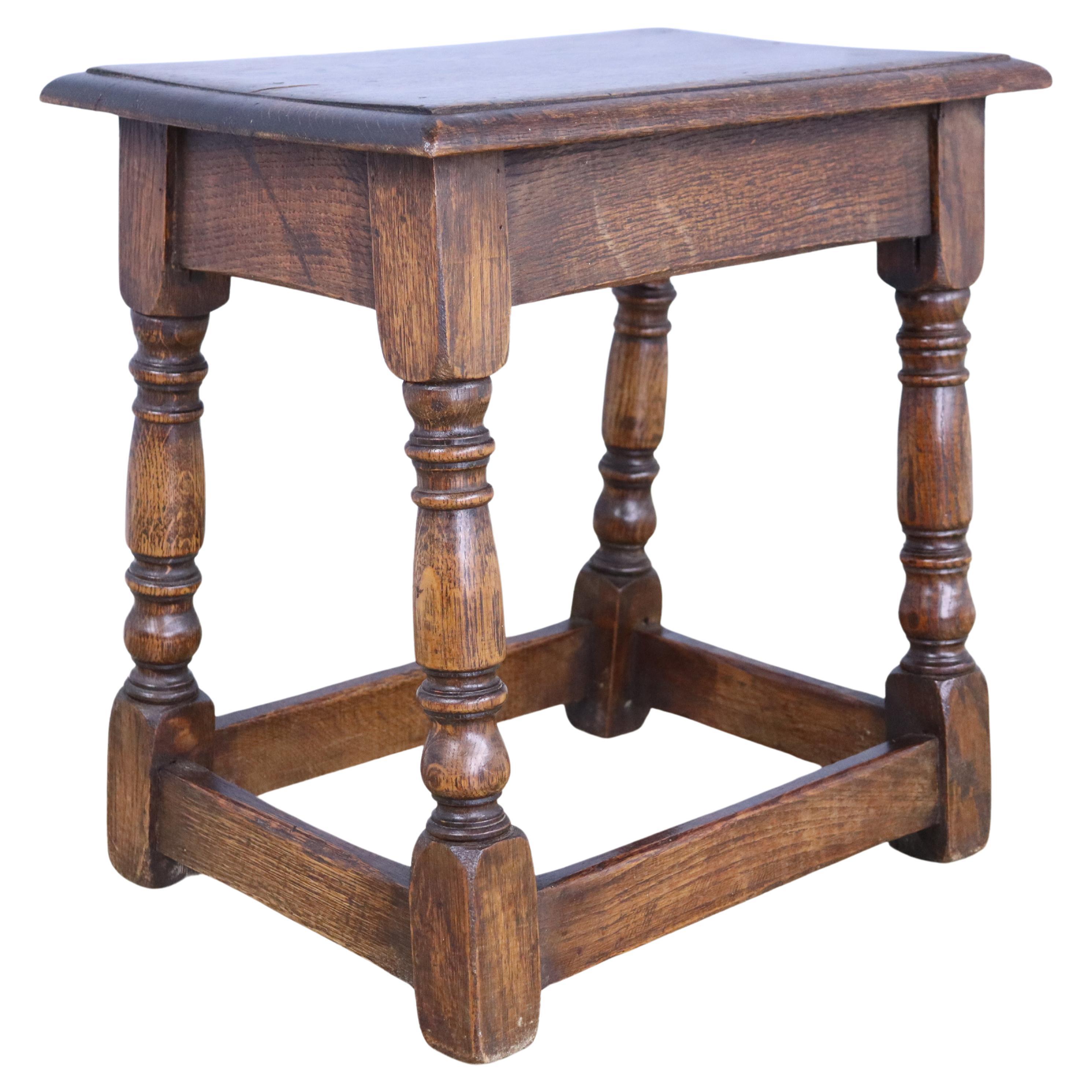 Old English Oak Joint Stool For Sale