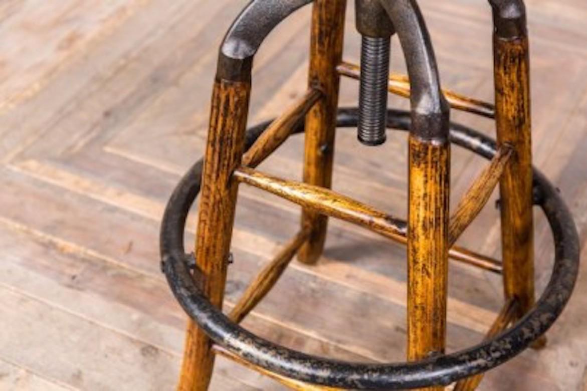 Old English Rustic Oak Bar Stools, 20th Century For Sale 7