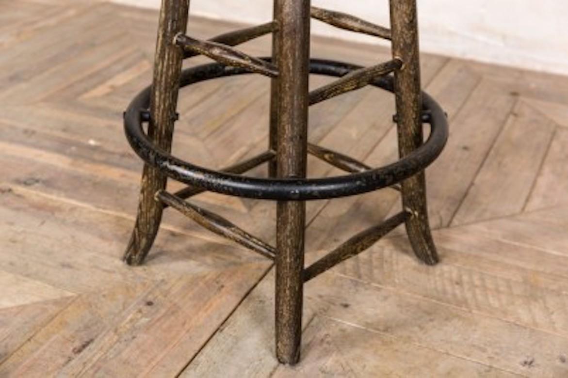 Old English Rustic Oak Bar Stools, 20th Century For Sale 15