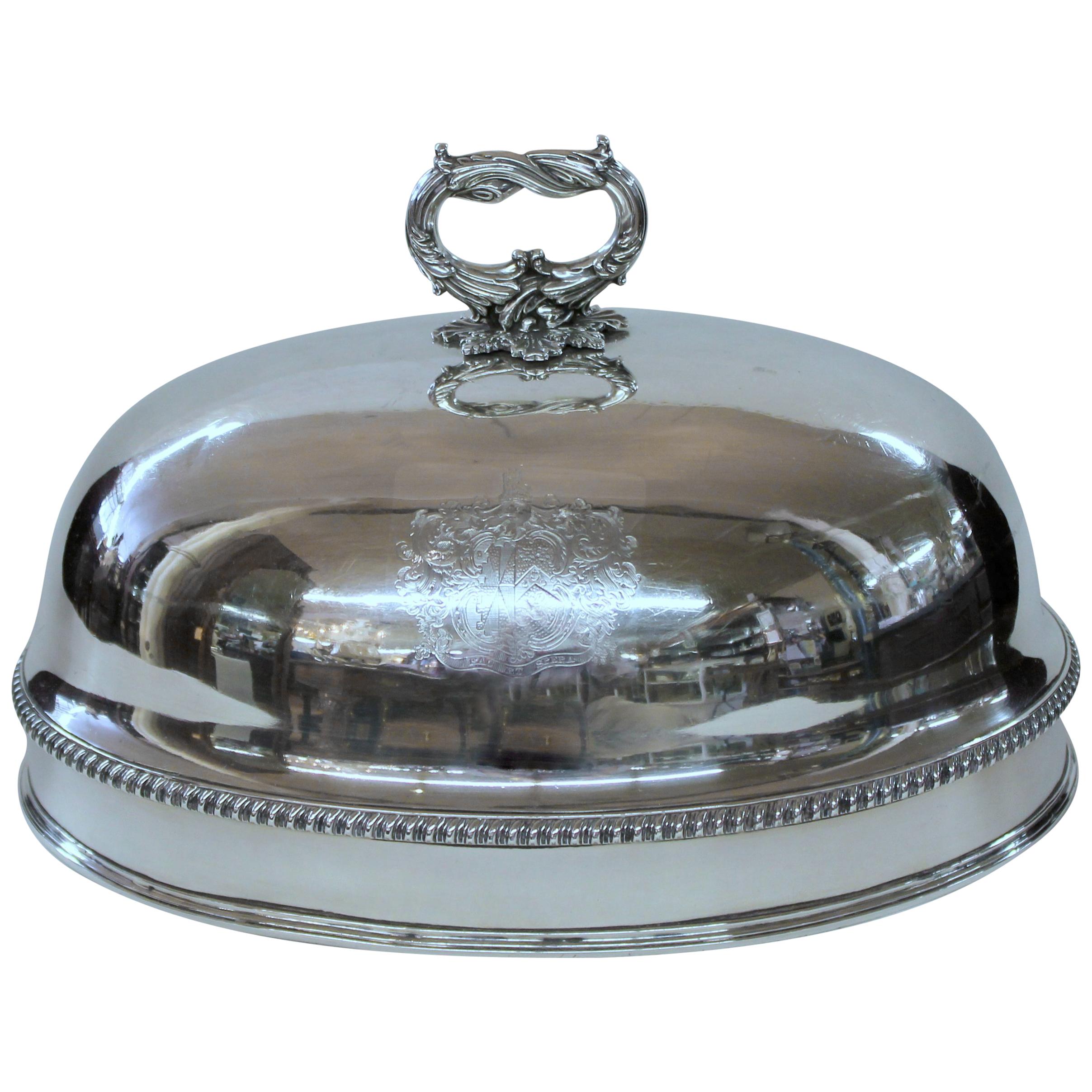 Old English Sheffield Plate Matthew Boulton Hand Engraved "Armorial" Dish Cover