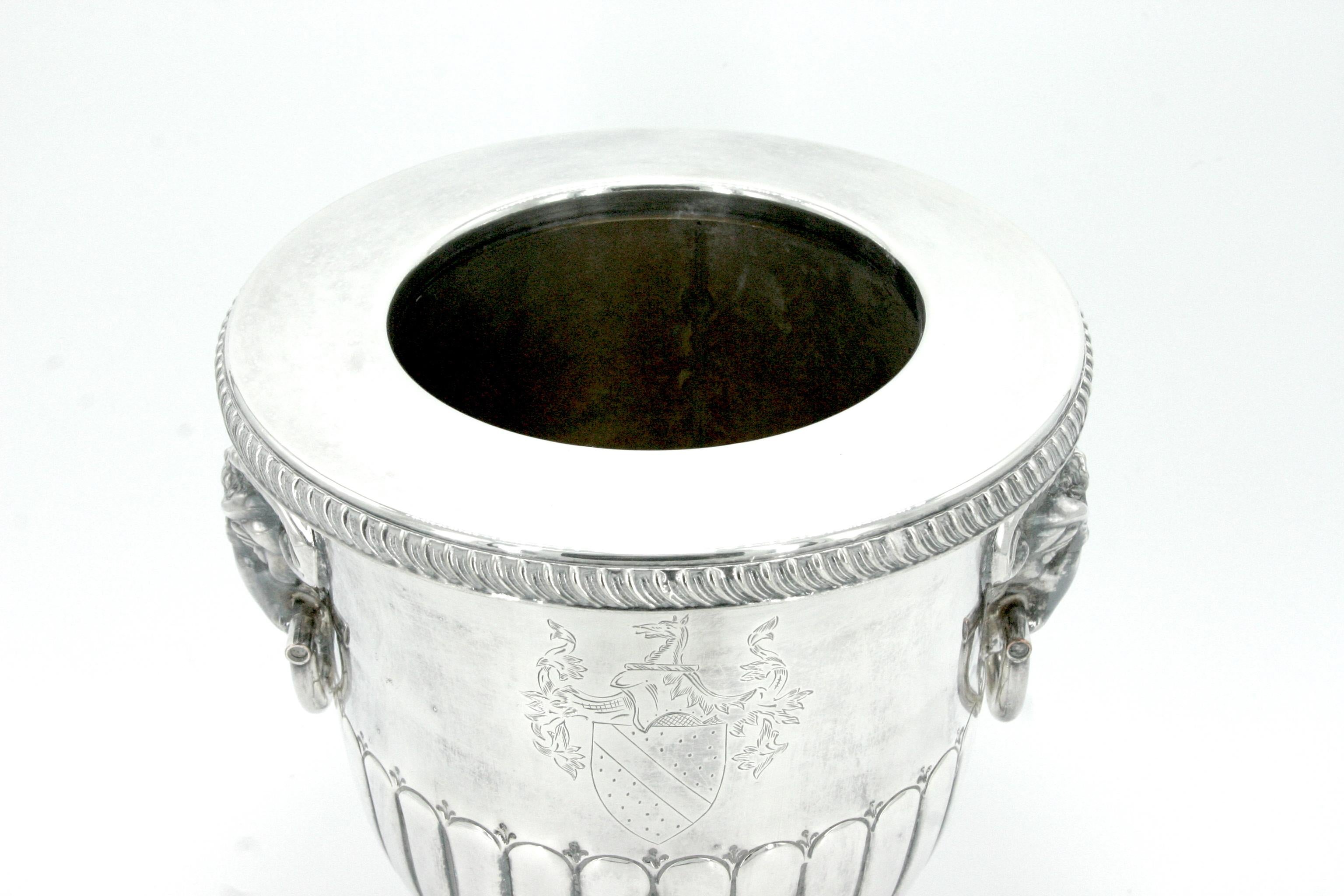 Silver Plate Old English Sheffield Plate Regency Wine Cooler For Sale