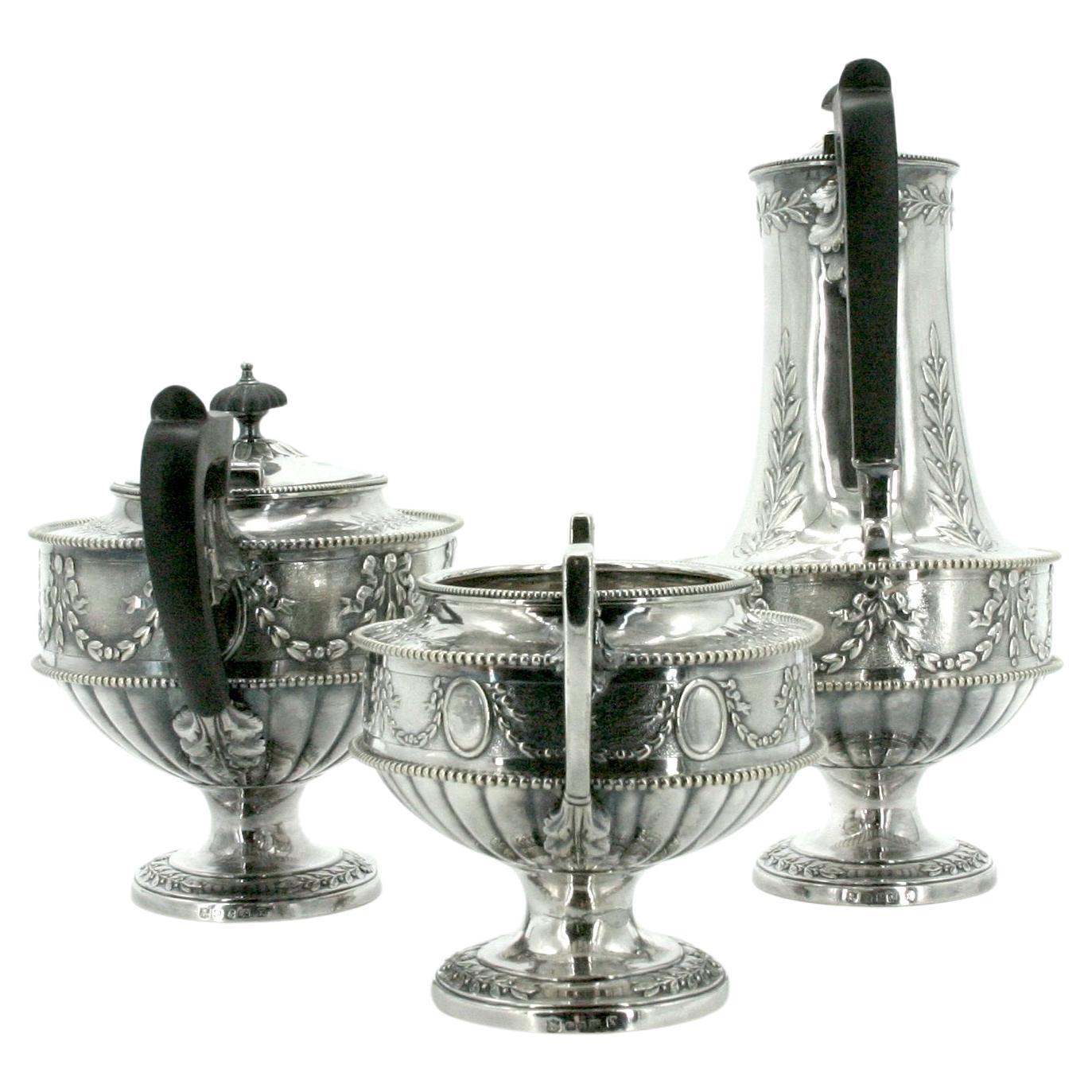 Silver Plate Old English Sheffield Serving Coffee/Tea Set