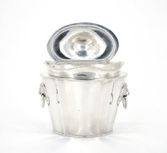 Old English Sheffield Silver Plate / Lion Head Side Handle Tea Caddy