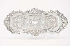 Old English Sheffield Silver Plate Snuffer Tray / Engraved Interior