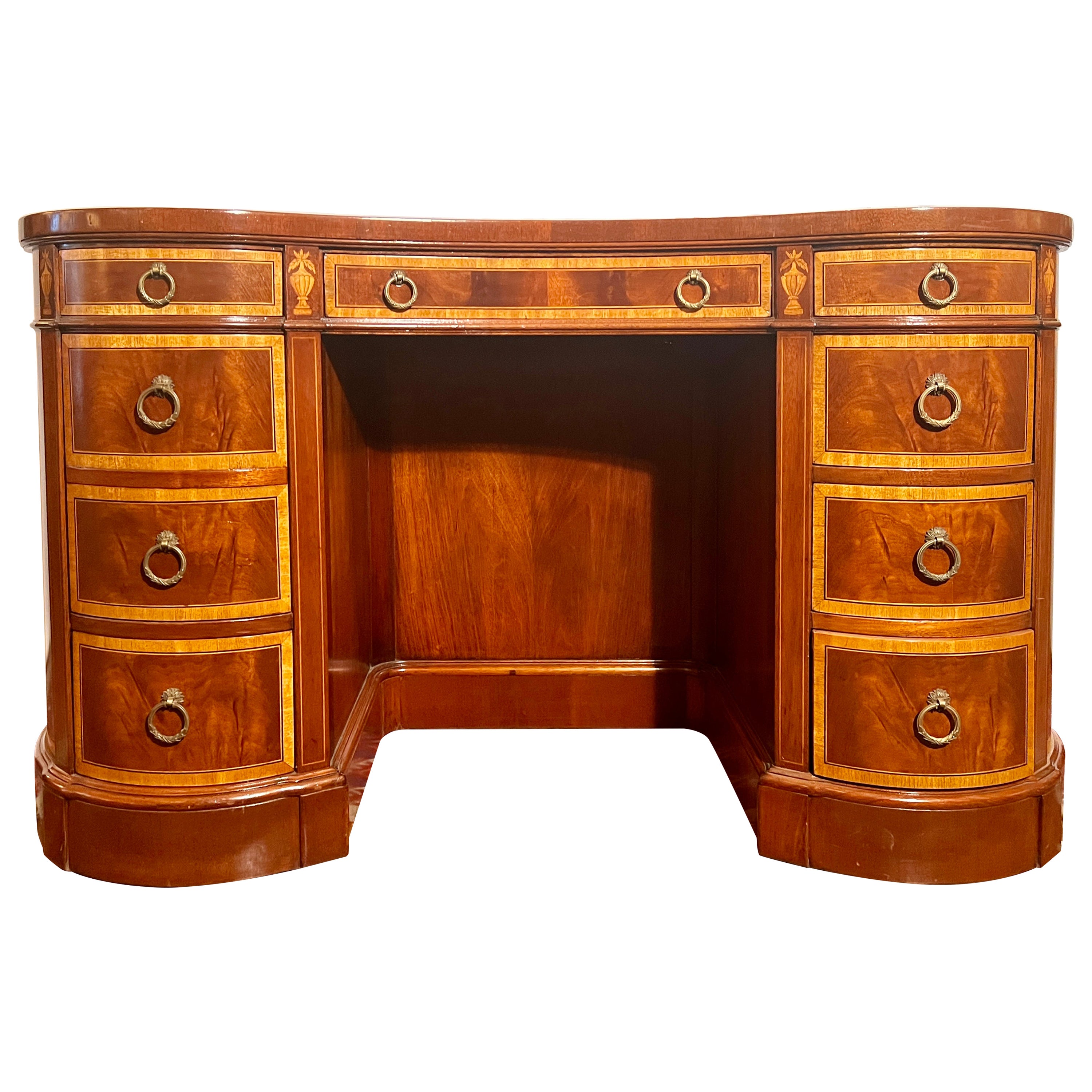 Old English Sheraton Mahogany Kidney Desk